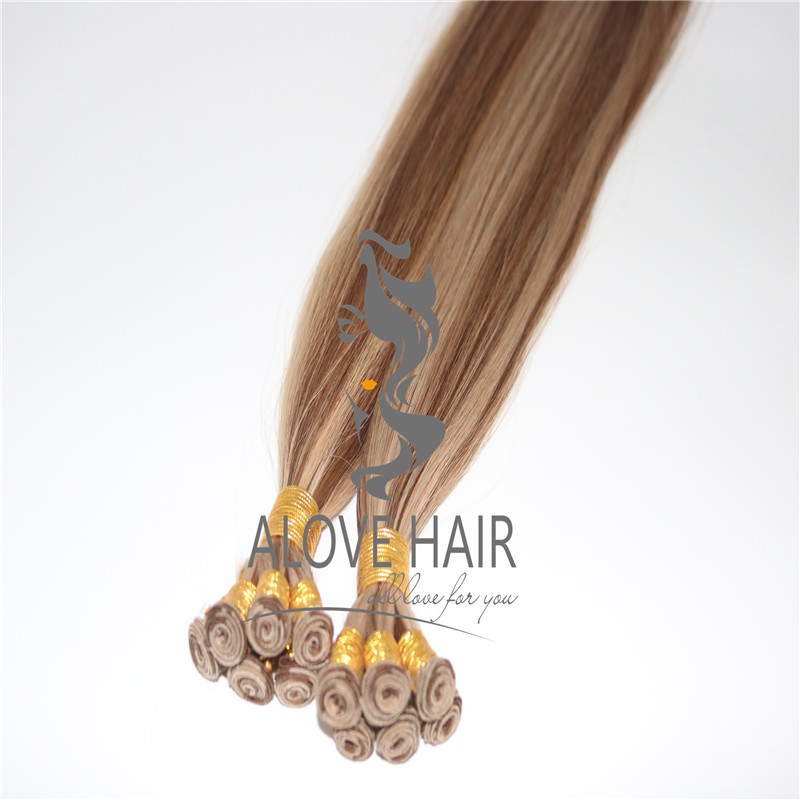 Hand tied wefts hair extensions wholesale